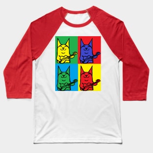 cat,guitar,bass,kitten pop art by LowEndGraphics Baseball T-Shirt